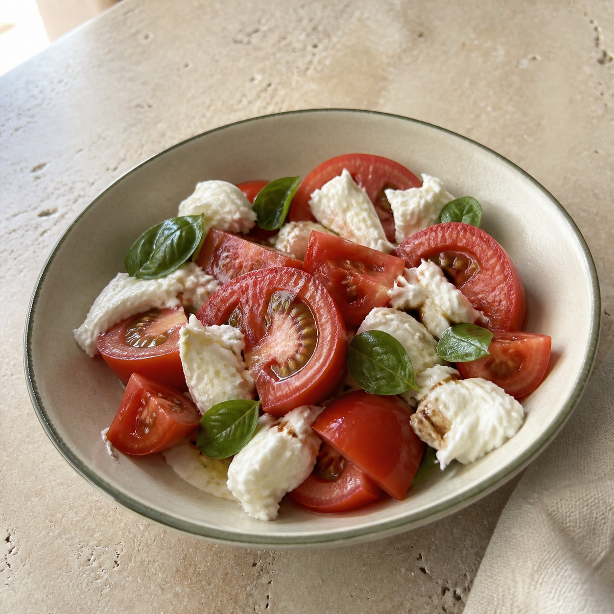Balsamikli domates ve mozzarella salatası